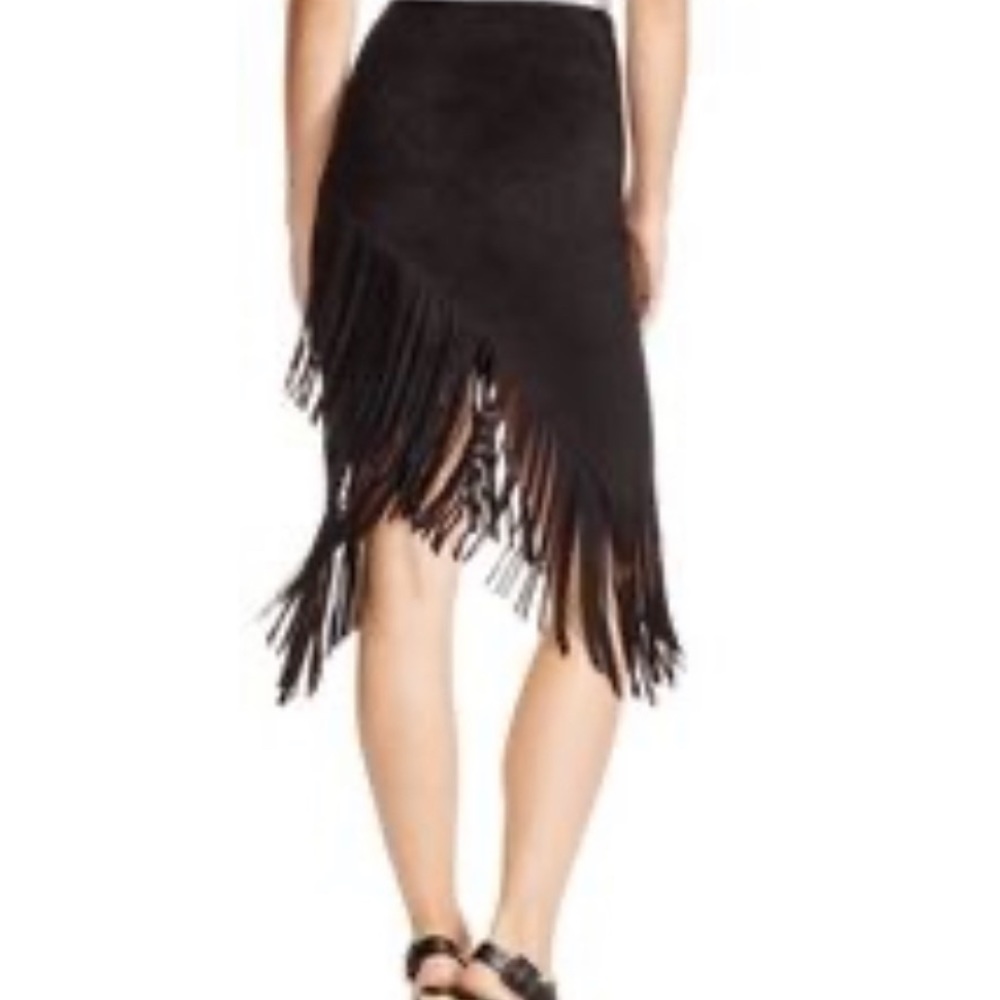 Aqua Fringe Faux suede skirt